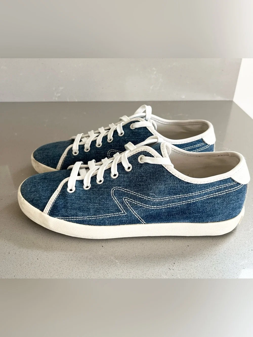 Rag & Bone Court Low Denim Sneakers Women's Shoes Blue Canvas Size 39.5 US 9.5